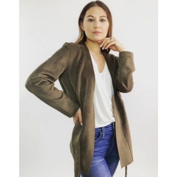 ZARA Faux Suede Front Tie Jacket - Picture 3 of 10